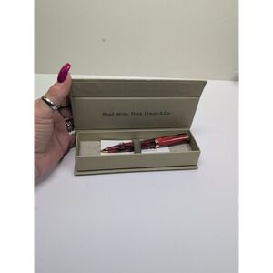 Levenger Red Marble Pen - Blue - NEW in Box